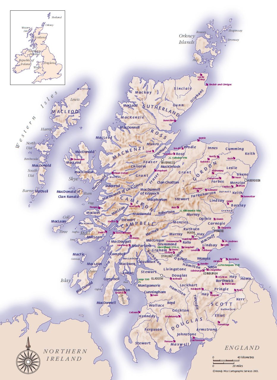 clan map of scotland Scottish Clans And Castles Clan Land Map clan map of scotland